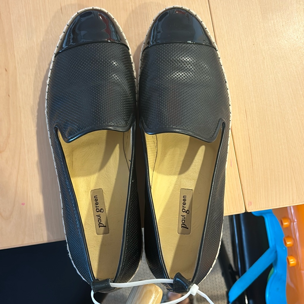 New! Paul Green Loafers Black Leather Us Size 7.5/ Size 5 In Paul Green Sizes